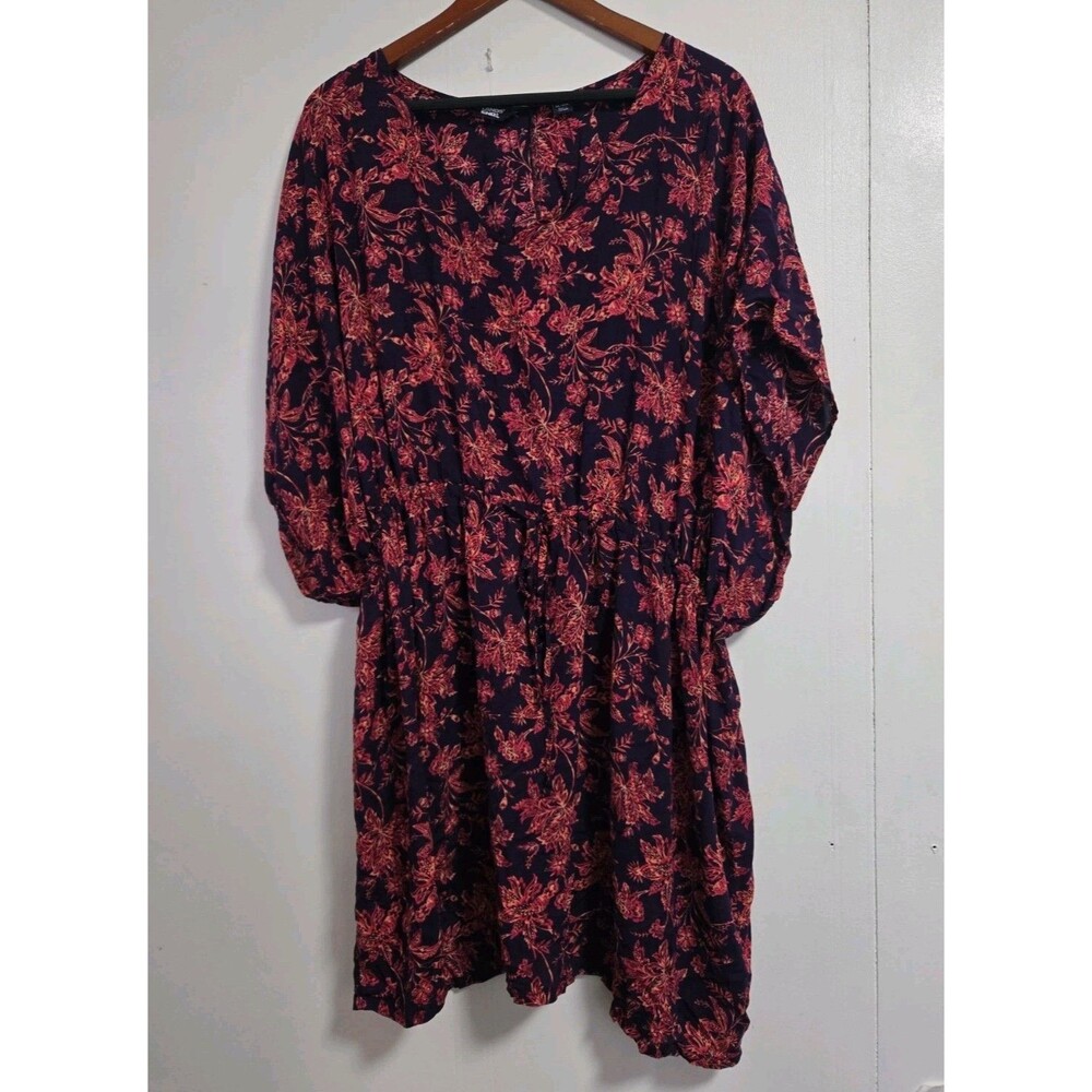 Lands End Dress Womens XL/2XL Midi Dark Floral Boho Floral Whimsigoth‎ Office